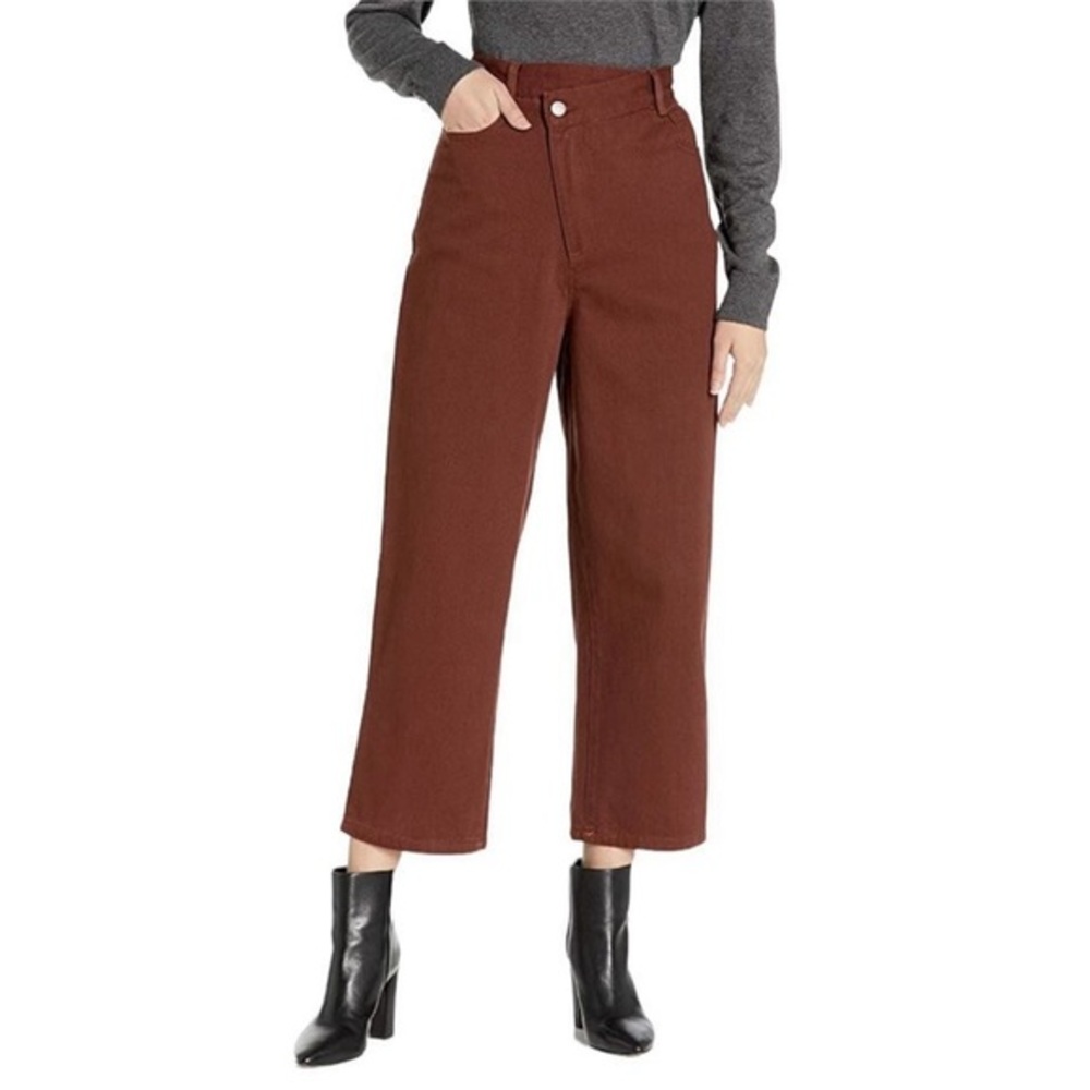 C/Meo Collective Between the Lines Crossover Waist Chocolate Brown Cropped Jeans
